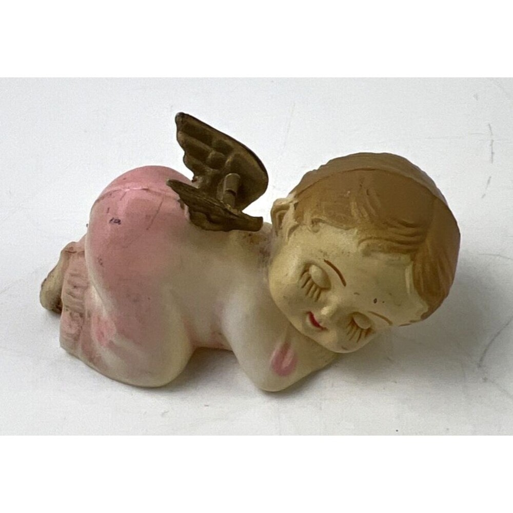 Cherub Angel Sleeping Christmas Ornament Hong Kong 1960s Wilton Plastic Vintage